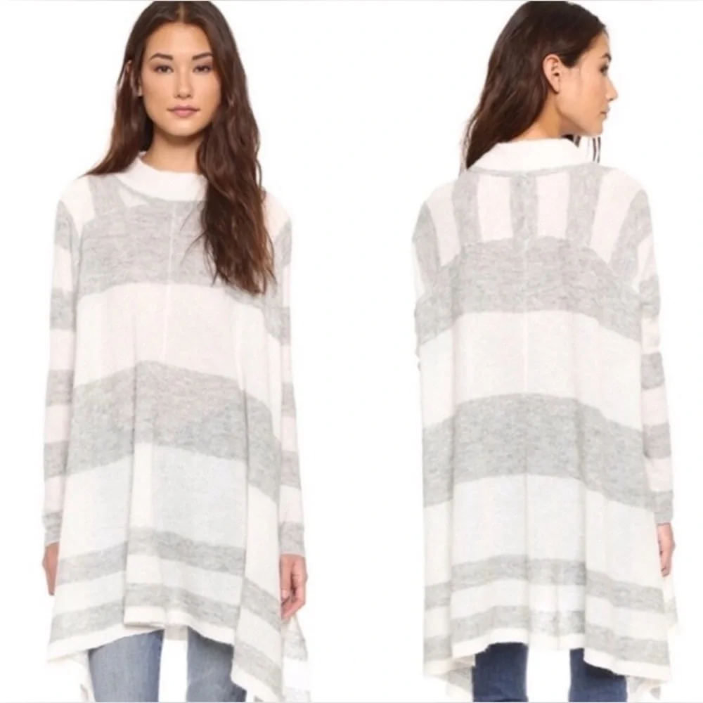 Free People Oversized Alpaca Lafayette Striped Mock Shrug Tunic Poncho Dress - Picture 7 of 8
